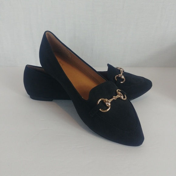 Cato Shoes - Cato size 9 Black Velvet Gold Detail Flats